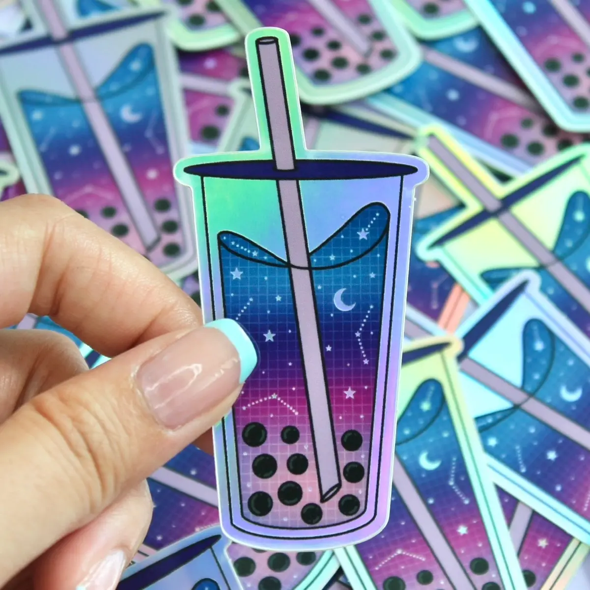 Holographic Boba Stickers