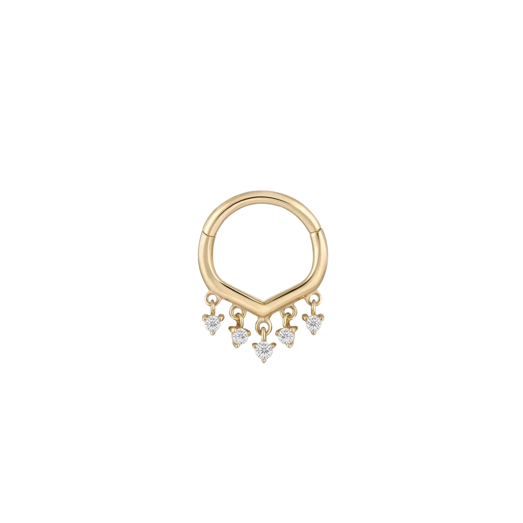Guestlist – Swarovski CZ Dangle V-Shape – 14K Gold Clicker Ring