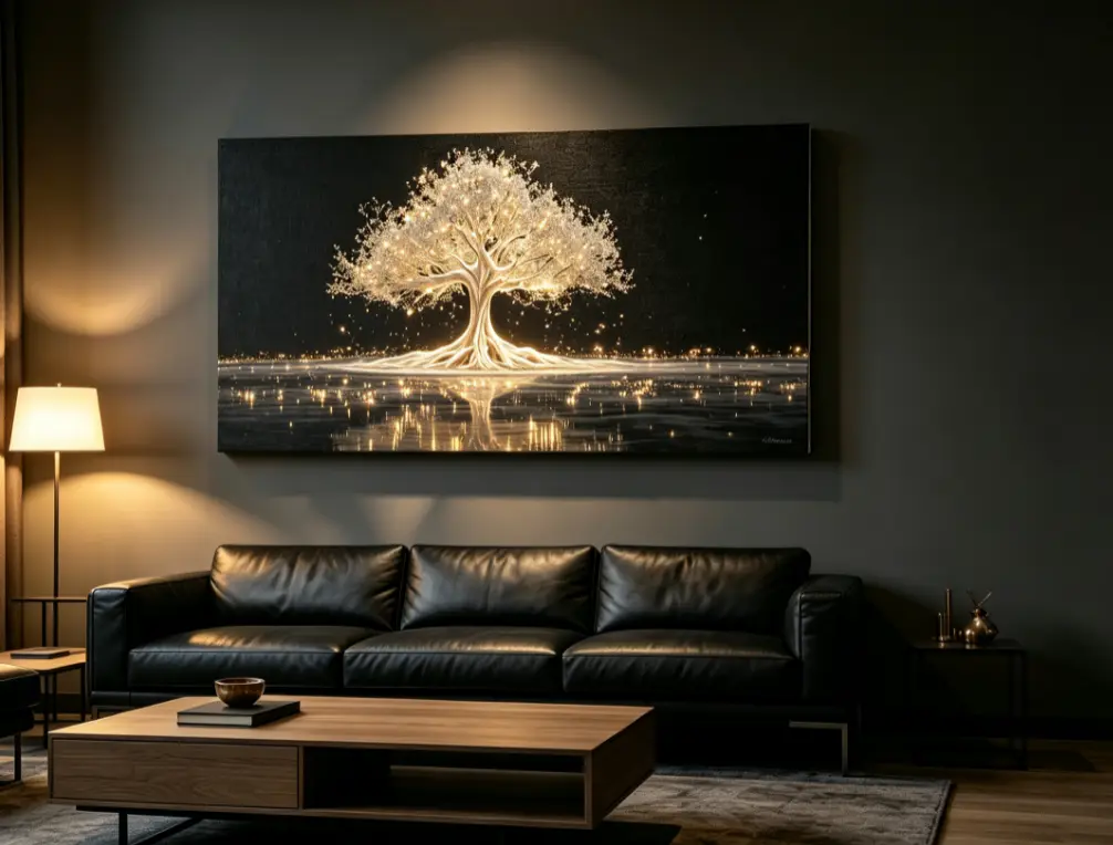 [2D] Single-Panel Canvas Print – Living Room Wall Art – "Tree of Life" / "Tree of Wealth" – Modern Minimalist Home Decor; suitable for living rooms, bedrooms, or hallways.