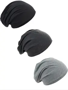 3-Pack Slouchy Beanie Hats, Unisex Ultra-Soft Knit Caps for Men & Women, Baggy Cuffed Beanies for Casual Streetwear, Fall Winter Daily Essential, Beanie Fitted