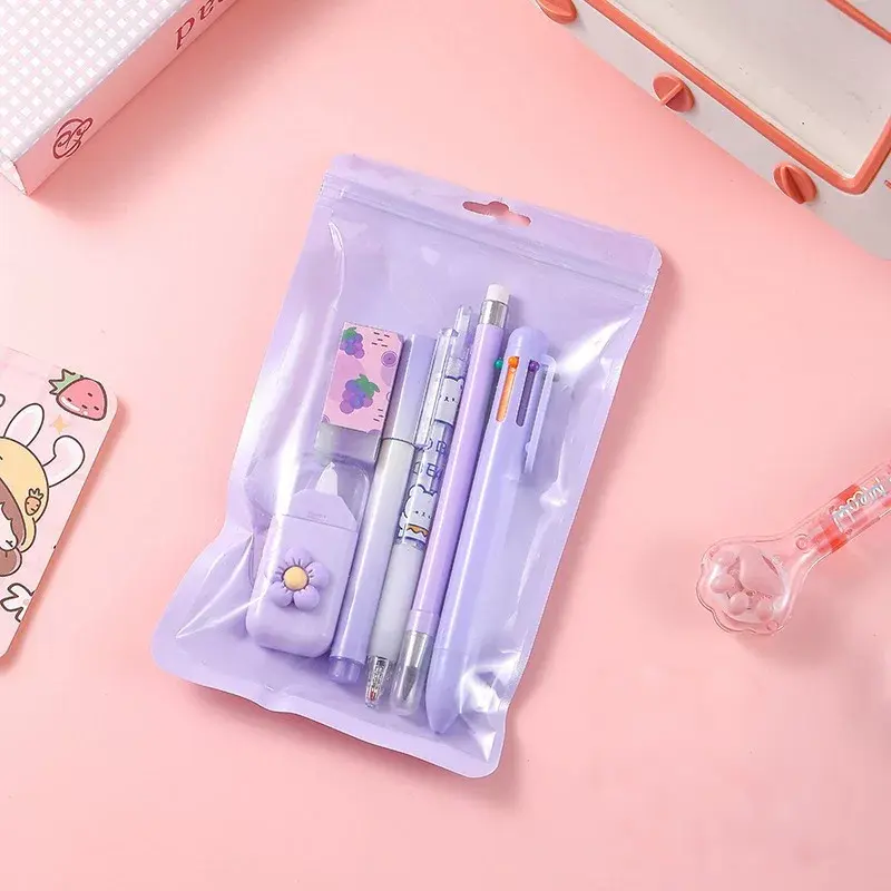 7-Piece Gift Boxed Office Stationery Set - Alloy Metal Tip Never Sharpens Pencil, 6-Color Pen, 0.5mm Retractable Gel Pen, 5mmx6m Mistake Fix Correction Tape, Eraser, Highlighter, Mini Knife - Supplies for Students, Artists, Christmas Gifts