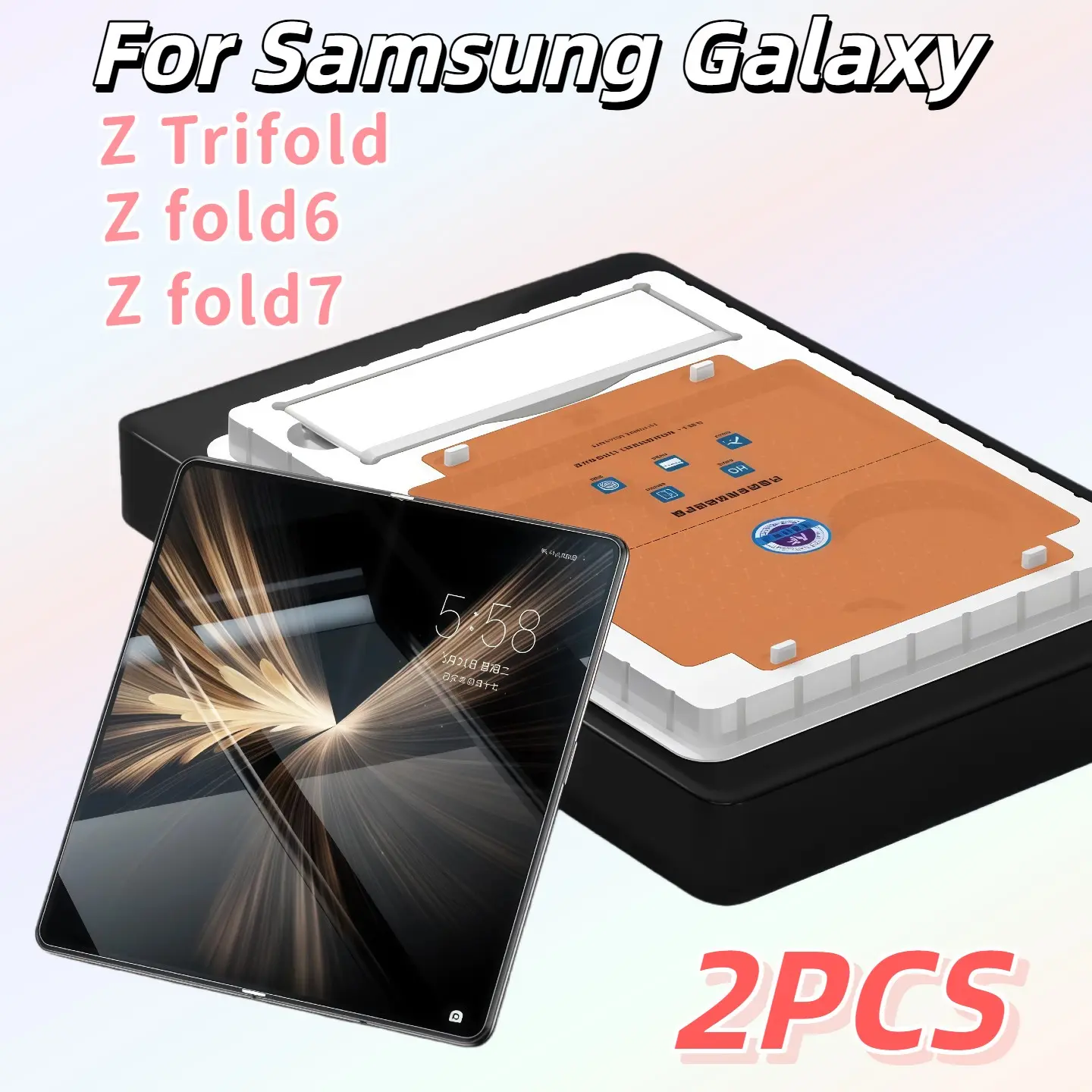 2-Pack Protective Screen Protector Compatible with Samsung Galaxy Z Fold6/fold7/trifold Smartphone, Easy Installation Soft Ceramic Film, Scratch-Resistant, Protection