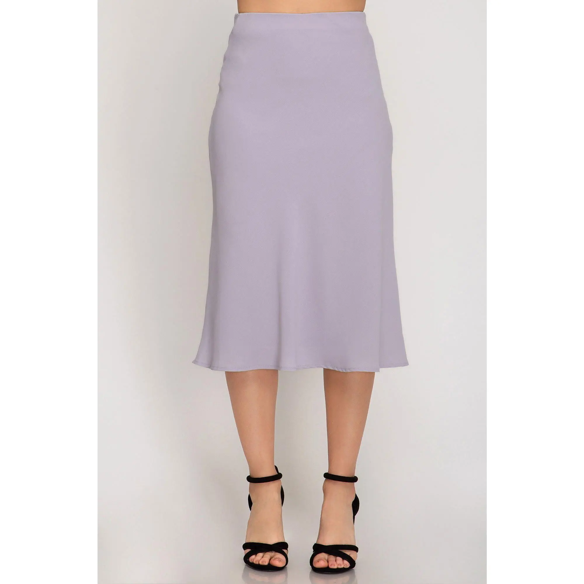 Lilac Purple Woven Bias Midi Skirt