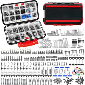 182/265/400pcs Compact Fishing Tackle Kit - All-in-One Freshwater Hooks, Weights, Bobbers in Tackle Box, Fishing Gear Set  Bass Trout Panfish