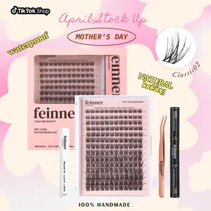 Feinner Classic Waterproof DIY Lash Extensions Kit with Bond Seal Remover for Natural Long Lasting Makeup at Home - Cosmetic