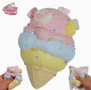 Stacking Ice Cream Cones Squishy, Handmade taba squishy, Food-Grade Silicone Slow-Rising Rebound Squishy, Sticky Squeeze Toys Gift, Fidget Toys for Stress Relief, Non-Toxic Sensory Toys (5.64oz/160g)