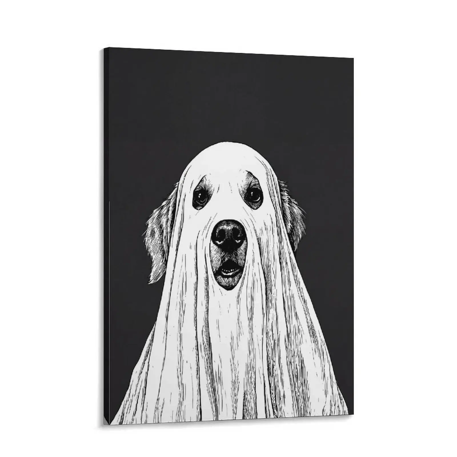 Ghost Dog Poster,Vintage Golden Retriever Ghost Print, Ghost Dog Art, Ghost Wall Art, Halloween Print, Halloween Wall Art, Spooky Poster, Halloween Decoration