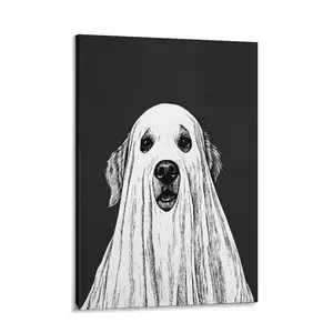 Ghost Dog Poster,Vintage Golden Retriever Ghost Print, Ghost Dog Art, Ghost Wall Art, Halloween Print, Halloween Wall Art, Spooky Poster, Halloween Decoration