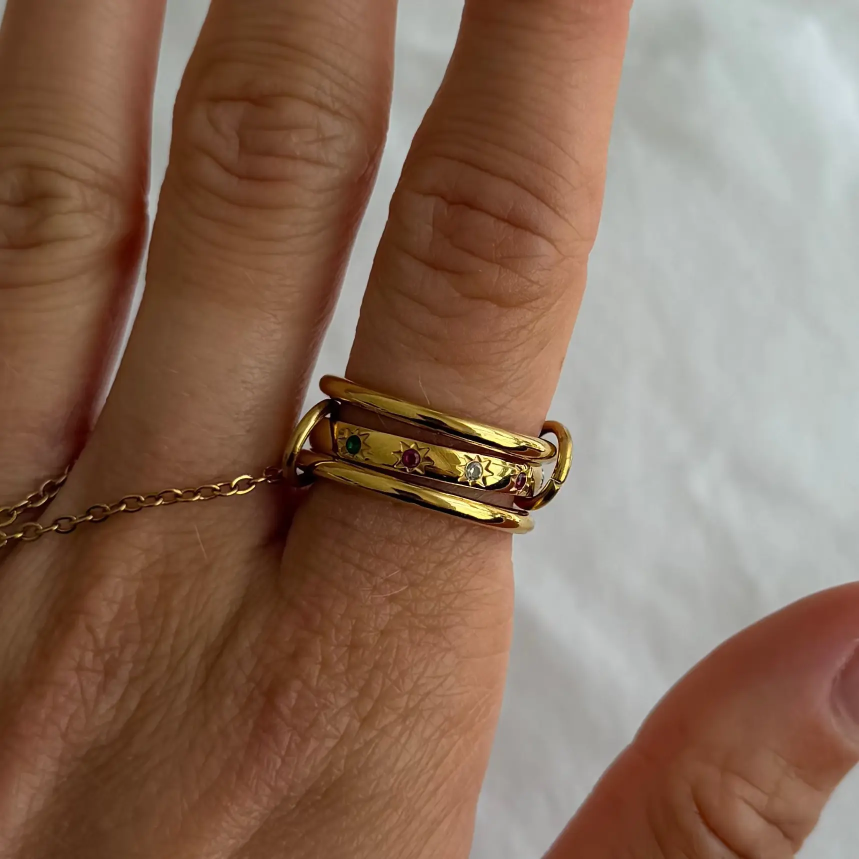 EVRY JEWELS Gold or Silver Plated Women's Hypoallergenic Lulu Stacked Ring