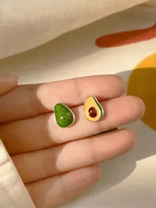 Creative Avocado Shaped Fruit Set, Fashionable and Trendy, 2 Piece Set for Women Daily Use, Stylish Accessory for Everyday Wear, Jewellery Accessories, Trendy Jewelry, Earring