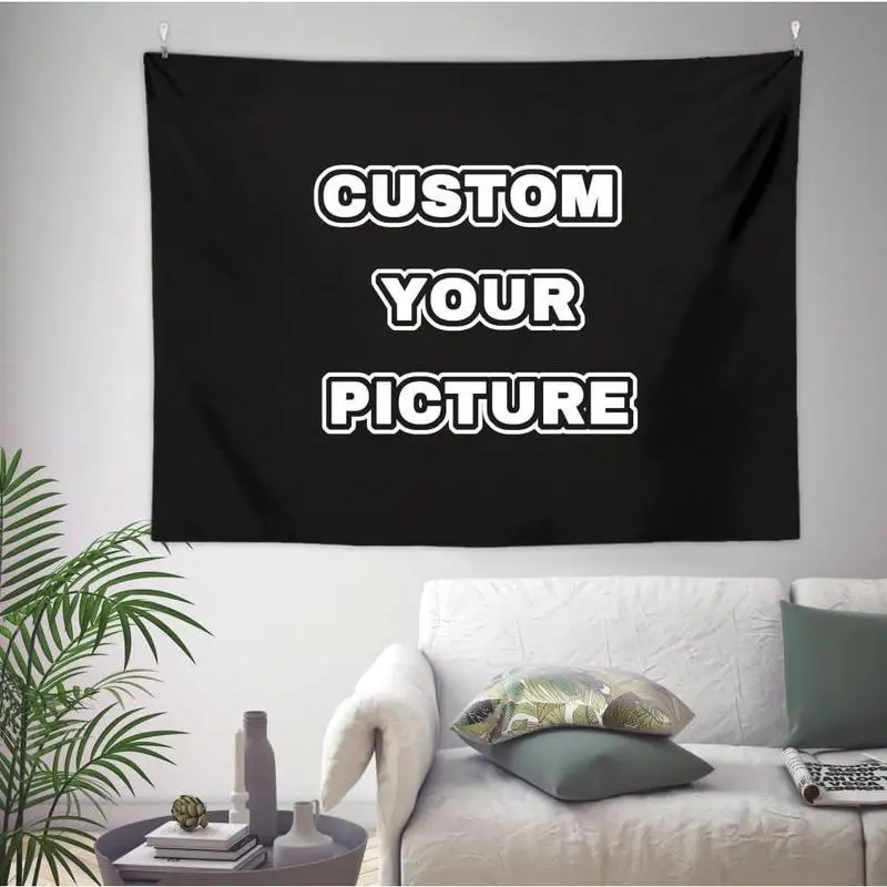 Custom Tapestry Upload Images Banners Personalized Wall Decor Customized Tapestry Flag Poster Banner for Bedroom/Wedding/Birthday Party/Gift Cotton Decorative Decoration Light Linen Print Design Home Goods printing