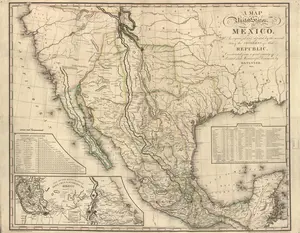 United States of Mexico - Historical Map - 1826 Tanner Edition - Unique Geographic Insight into Early Territorial Definitions - High-Quality Archival Paper - Essential for Historical Studies