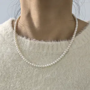 4-5mm White Pearl Strand Necklace