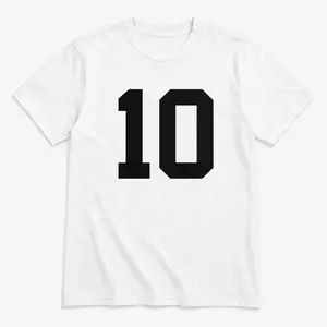 Number 10 Graphic T Shirt, 100% Cotton Sports Short Sleeve Tee, Athletic Number Shirt, Gift for Basketball Fans and Soccer Fans