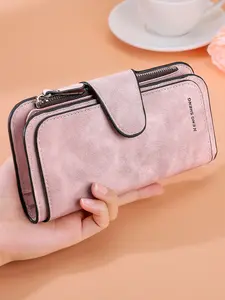 Women's Long Wallet, Multi-Pocket Coin Purse, Elegant Three-Fold Clutch Bag, Multifunctional Credit Card Holder, Zipper Card Holder, Trifold Wallet, PU Leather, All Seasons