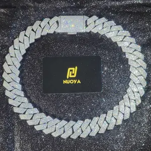 Hip Hop Jewelry 25mm 6 Rows Cuban Chain Necklace Gold Plated Iced Out Cz Prong Necklace Thick Cuban Link Chain For Men Gift