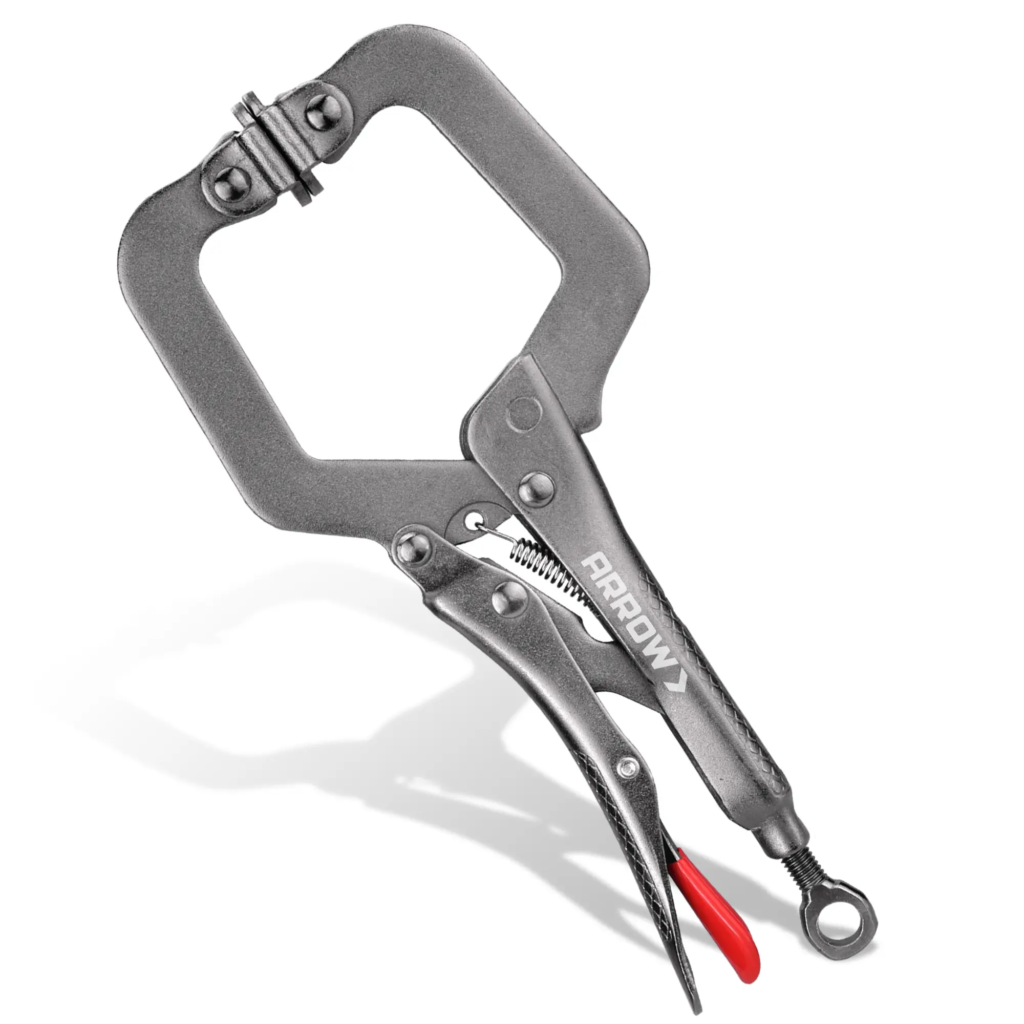 #summersale ARROW C-Clamp Locking Pliers with Swivel Pads, Through-Hole Adjustment, One-Handed Release Trigger, Heat-Treated Steel Welding Clamp for Woodworking and Metalworking