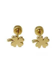 Unique, trendy, and lucky four-leaf clover ear cartilage stud earrings for women.