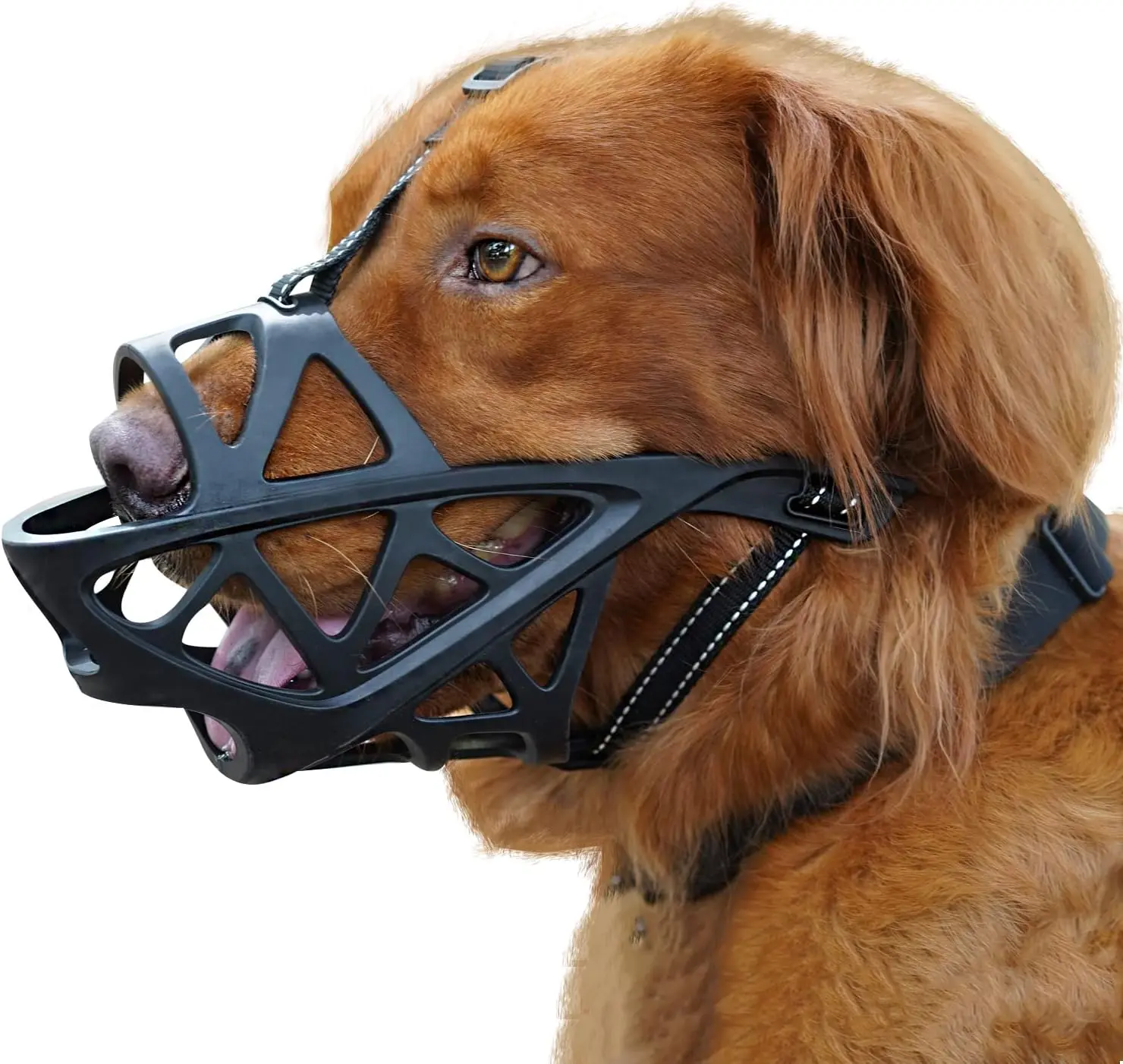 Dog Muzzle, Soft Basket Muzzle for Medium Large Sized Dog Labrador Golden German Shepherd Australian Shepherds, Mouth Guard for Biting Chewing Scavenging, Allow Drinking and Eating