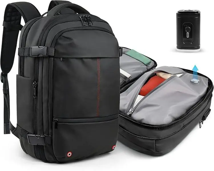 #summervibes AirBack 60L Vacuum Compression BusinessTravel Backpack-Expandable Carry-On | Builtin Pump TSA Lock Laptop Sleeve WaterproofNo Baggage Fees， training toy Organized Daypack summerwins