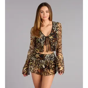 Wild Card Plans Lace Tie-Front Top