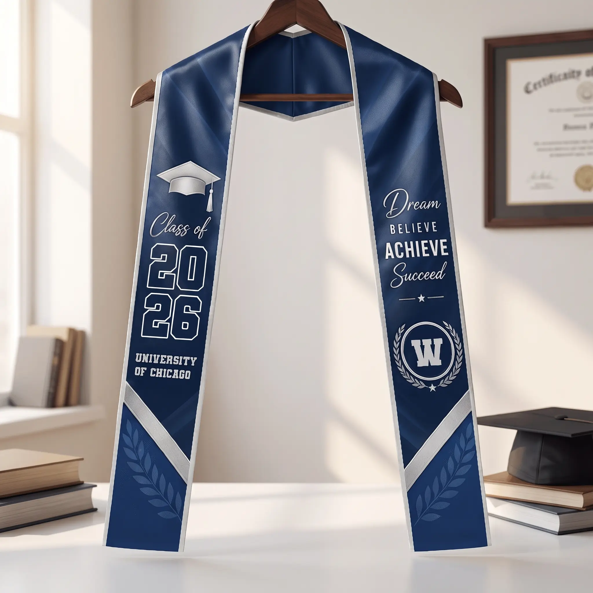 Personalized Dream Believe Achieve Succeed Graduation Stole – Custom Photo and Name