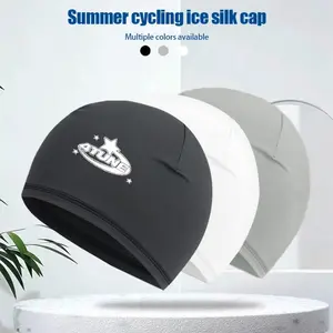 Summer Sports Quick-Dry Ice Silk Letter Print Cap, Breathable Lightweight Outdoor Windproof Sun Protection Helmet Liner, Unisex Bike Hat