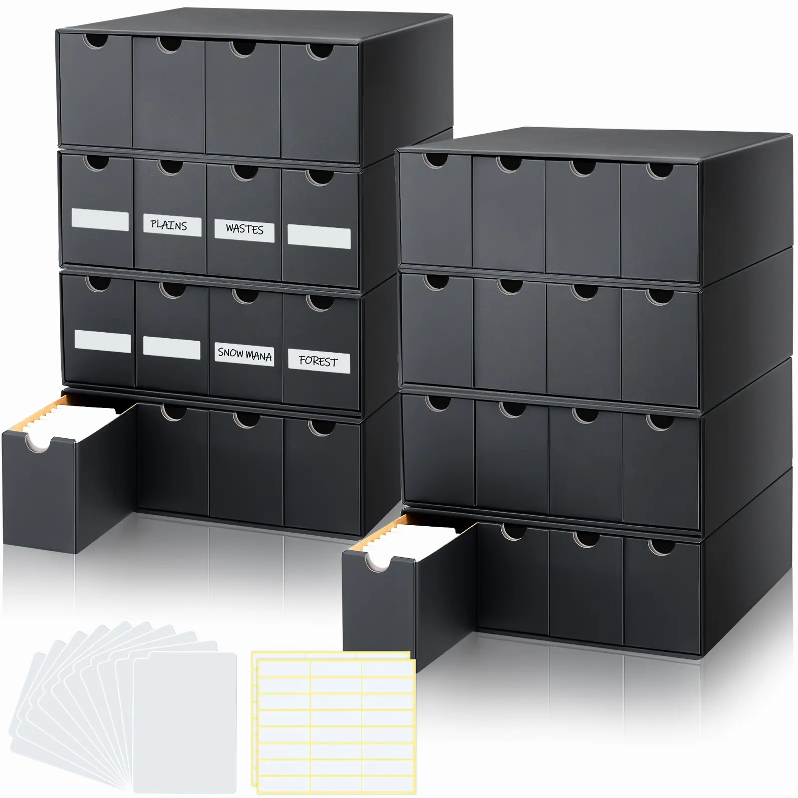 8000+ Trading Card Storage Box with Cardboard Storage Divider Label Sticker for Collection Compatible with TCG MTG Card