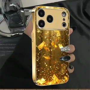 US Dollar Rain Pattern Phone Case Electroplated Glass Phone Case, Suitable for iPhone 17 Pro Max Phone Case 17 Air 16E 16 Pro Max 15 Pro Max 15 Plus 14 Plus 13 12 11 Phone Cases,Samsung Galaxy S25 Ultra S22 S23 FE S24 Plus A14 A15 A16 A35 A36 A54 A56 Note