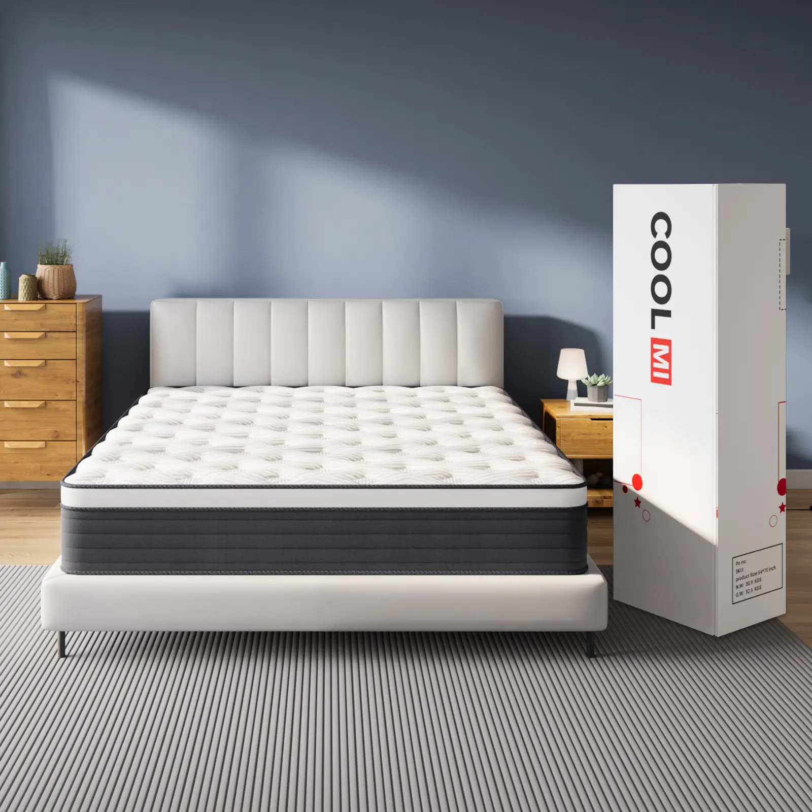 COOLMI 12 Inch Hybrid Mattress Queen Size Pocketed Coil Box Mattress Innerspring CertiPUR-US Certified Memory Foam Multi-Layer Support TikTokShopBlackFriday