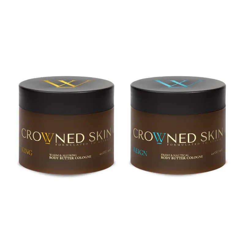 Crowned Skin Reign & King Body Butter Duo - 2 Full-Size Jars with Shea & Jojoba for Radiant Hydrating Fragrance