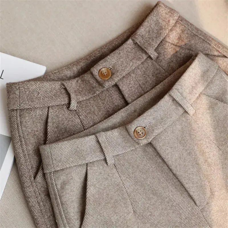 Woolen Pants Women's Harem Pencil Pants 2022 Autumn Winter High