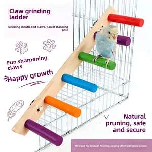Tiger-skin peony parrot toy sandblasted items, small bird interactive climbing rope swing, cloud ladder for sharpening claws and grinding beaks, parrot toy wooden ladder, bird claw sandblasting tool, climbing cloud ladder, Bird perches for cage