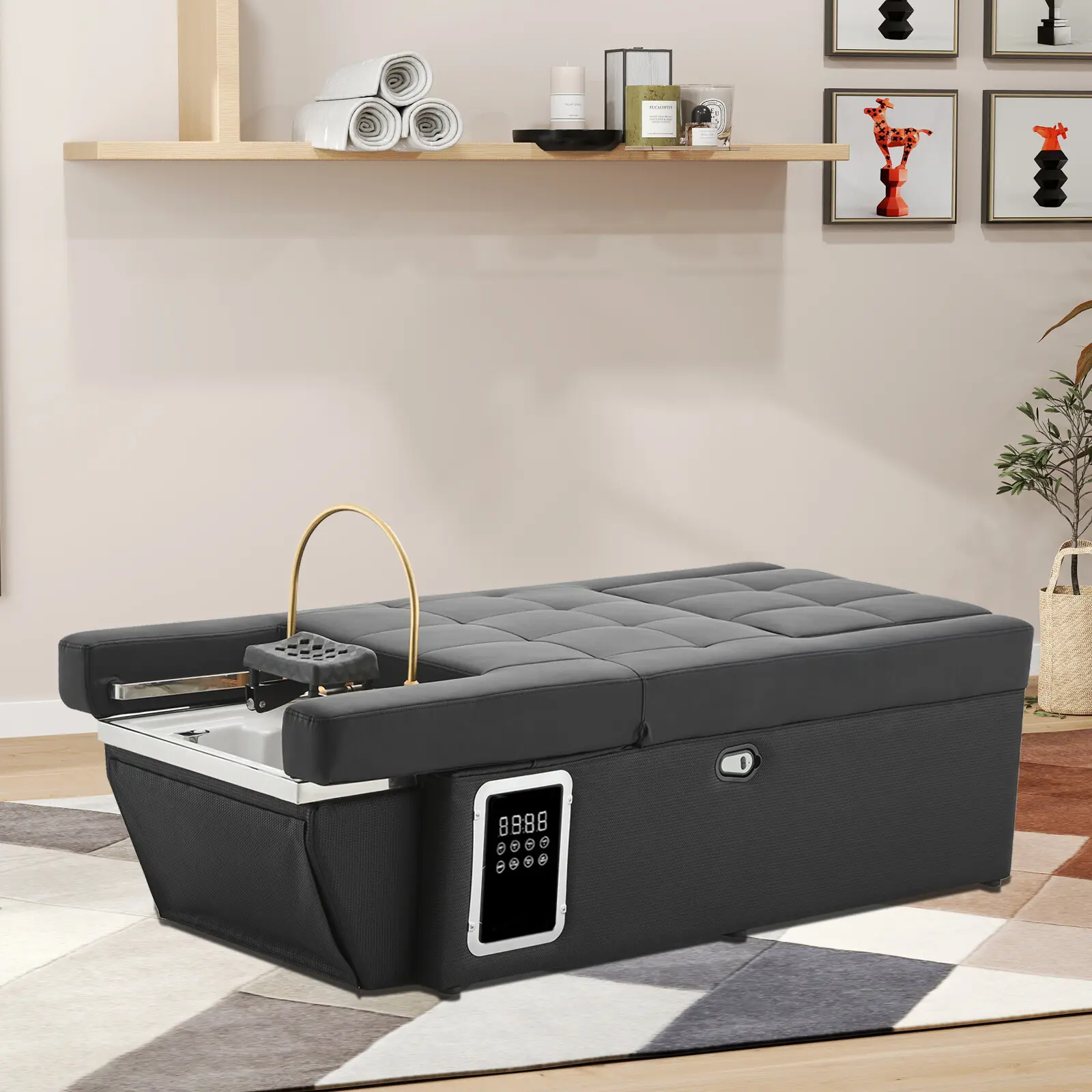 Beauty Salon Shampoo Bowl & Massage Bed Combo - Stable Head Spa Equipment with Foot Bath & Backwash Unit for Salon Use