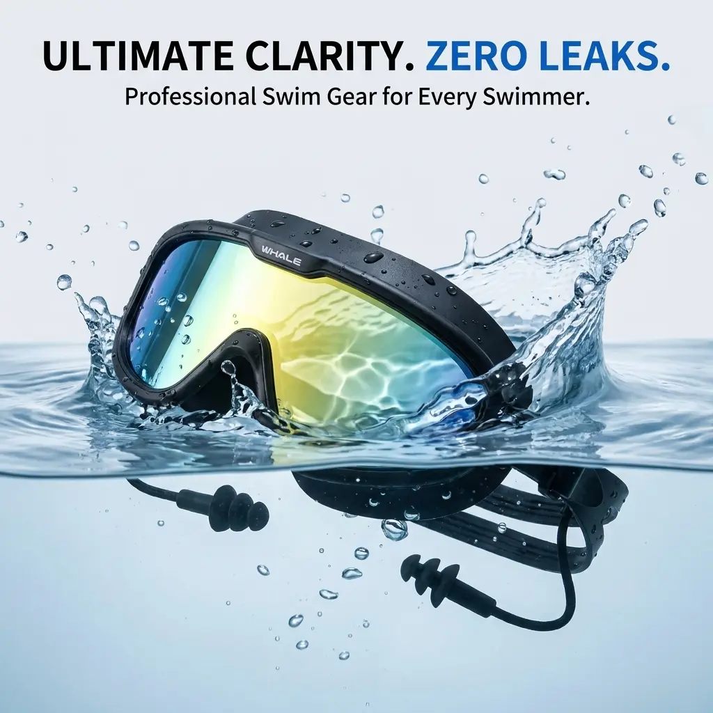 WHALE Adult Splash Swim Goggles - Frameless, Wide-Angle, Anti-Fog, UV-Protective, Waterproof, Leak-Proof Unisex Water Sports Swimming Goggles, Waterproof Goggles