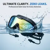 WHALE Adult Frameless Swimming Goggles - Wide-Angle, Anti-Fog, UV-Protective, Leak-Proof, Adjustable Silicone Unisex Swimming Accessories for Outdoor Water Sports, Eye-Friendly Goggles