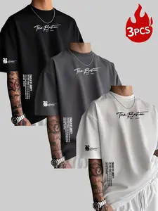 Men's Breathable Short Sleeve T-Shirts, Moisture-Wicking Round Neck, Loose-Fitting Casual Crewneck Tees, Plus Size, Bulk Pack Discount
