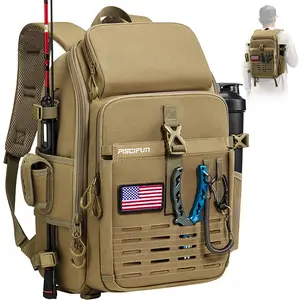 Piscifun Fishing Backpack 20L with Rod Holder Durable 600D Polyester MOLLE System Ergonomic Design for Fishing Gear Storage Piscifun Fishing Backpack 20L with Rod Holder Durable 600D Polyester MOLLE System Ergonomic Design for Fishing Gear Storage