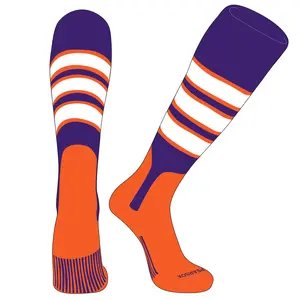 PEAR SOX OTC Baseball Softball Stirrup Socks (C, 7in) Purple, Orange, White, Orange