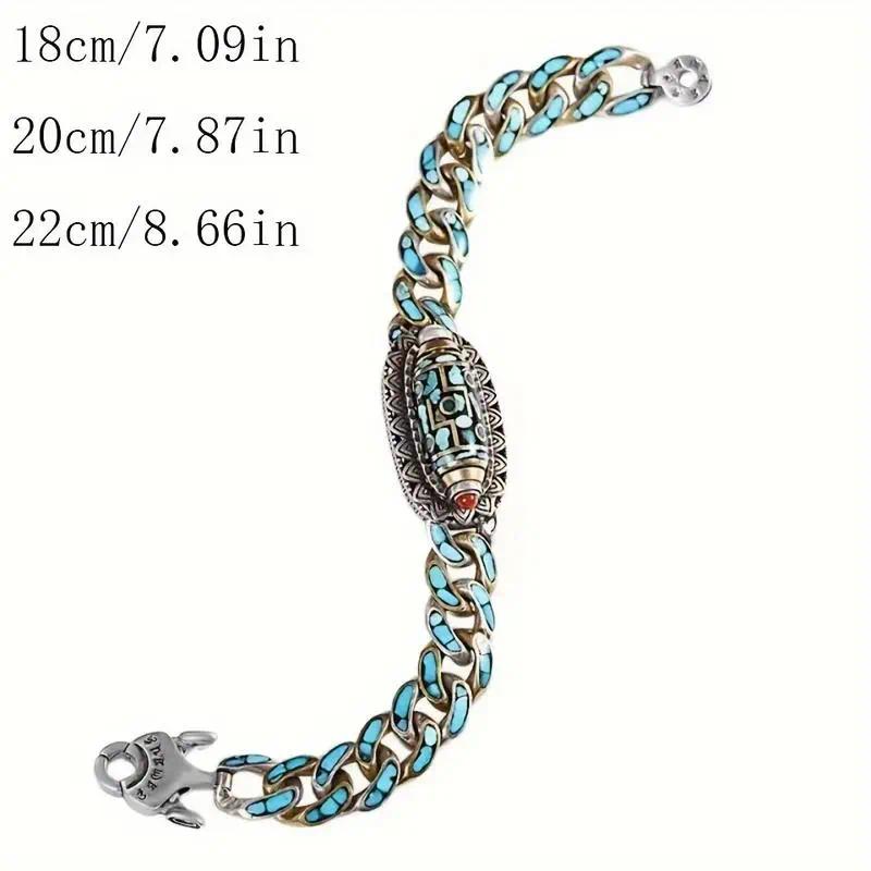 Nine Eye Dzi Bead Bracelet Turquoise Tibetan Mantra Lucky Amulet Meditation Jewelry