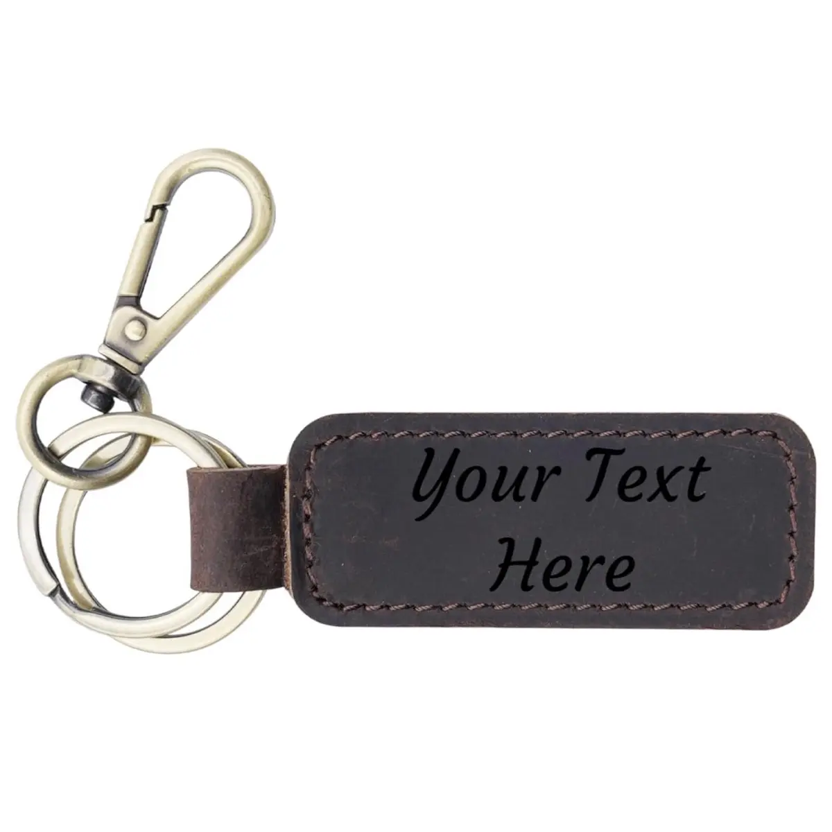 Custom keychain - rectangle wood/leather engraving