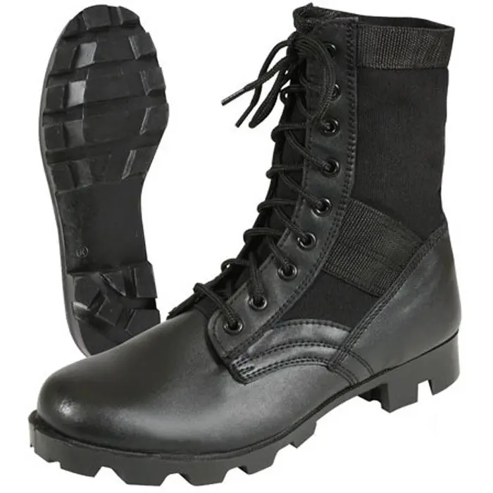 Men's GI Issue Lace-Up 8 In Leather-Nylon Combat Boots, Steel Toe, Rubber Sole, Heavy-Duty Footwear for Construction & Tropical Use