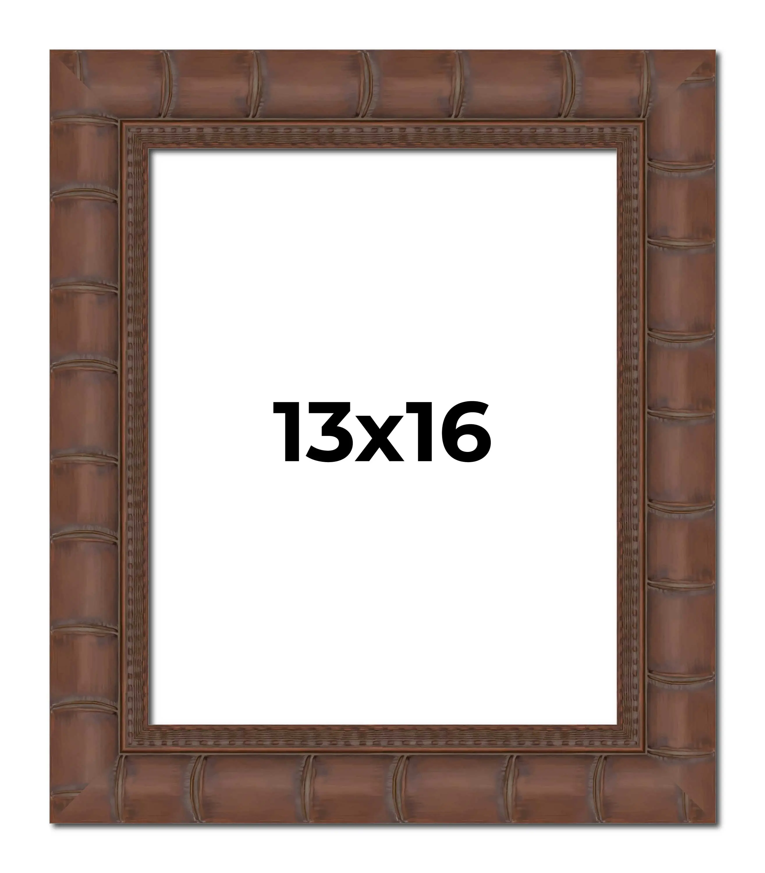 13x16 Brown Wide Bamboo Picture Frame - UV Acrylic, Foam Board Backing, Hanging Hardware