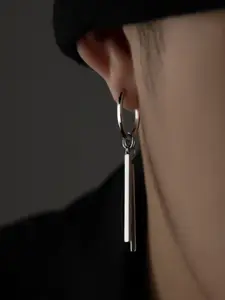 Titanium Steel Hip Hop Punk Geometric Pendant Earrings, Unisex No Piercing Ear Clips, Couple Earrings, Christmas Gift, Birthday Present