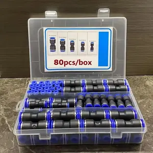 Quick Connect Air Hose Fitting Kit, 80 Pieces Per Box, Universal Thread Leak-Proof Couplers, Fits 5/32, 1/4, 5/16, 3/8, 1/2 Inch Pipes, Easy Installation
