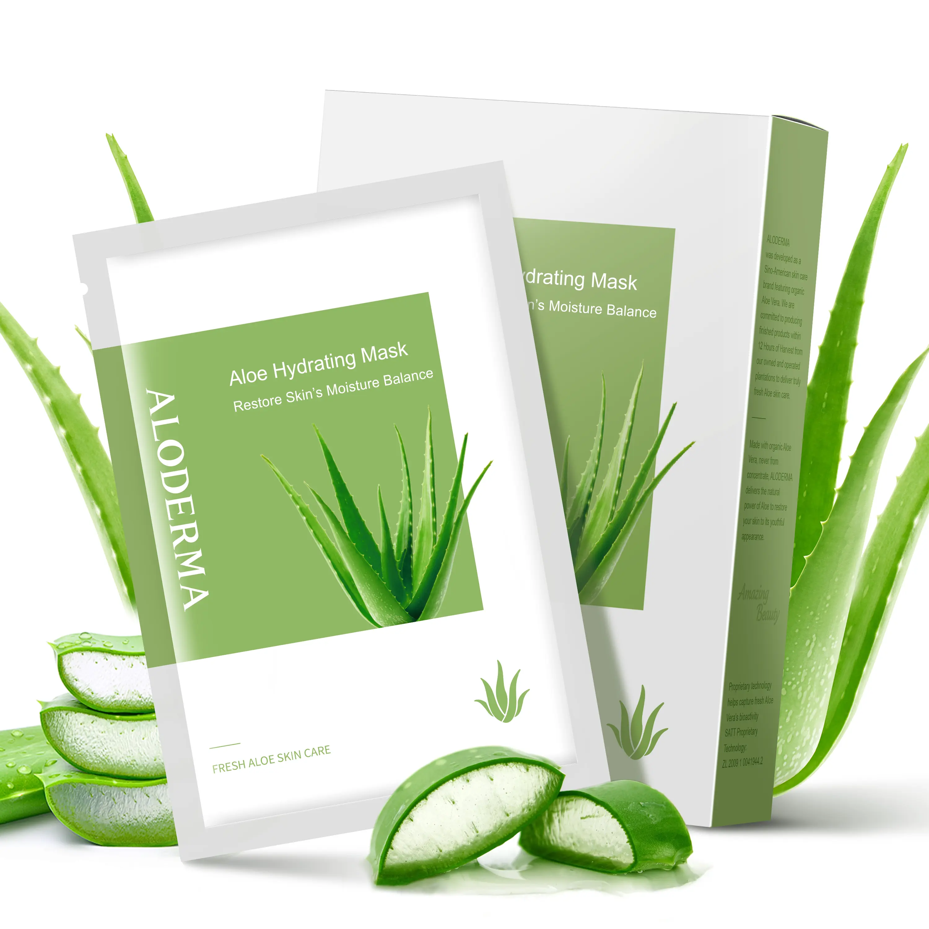 ALODERMA Vegan Hydrating Sheet Masks with Organic Aloe Vera & Hyaluronic Acid, Rejuvenating Moisturizer for Dry Skin with Bergamot Aroma, 5-Pack, Hydrate, Radiant, Multi-Pack, Barrier Repair, Moisture, Radiant Skin