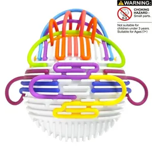 Colorful Stress Relief Ball Toy, Soft Ball Design, 1 Set Including 1 Count Detachable Ball & 16pcs 8 Colors Silicone Ropes, Sensory Activity Ball for Birthday & Holiday Gifts