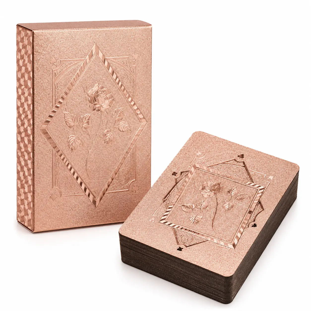 Luxury Waterproof Champagne Rose Pink Diamond Playing Cards Premium Plastic Poker Deck Durable Flexible Deck of Cards for Family Game Night Party Games Adults Holiday Gifts