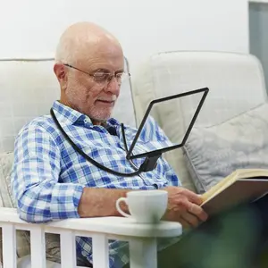 Hands-Free Neck-Hung Large Screen Magnifier, 1.8x Page Reading Magnifier, Flexible Neck, Elderly Low Vision Book Newspaper Phone Aid, Magnifying Glass