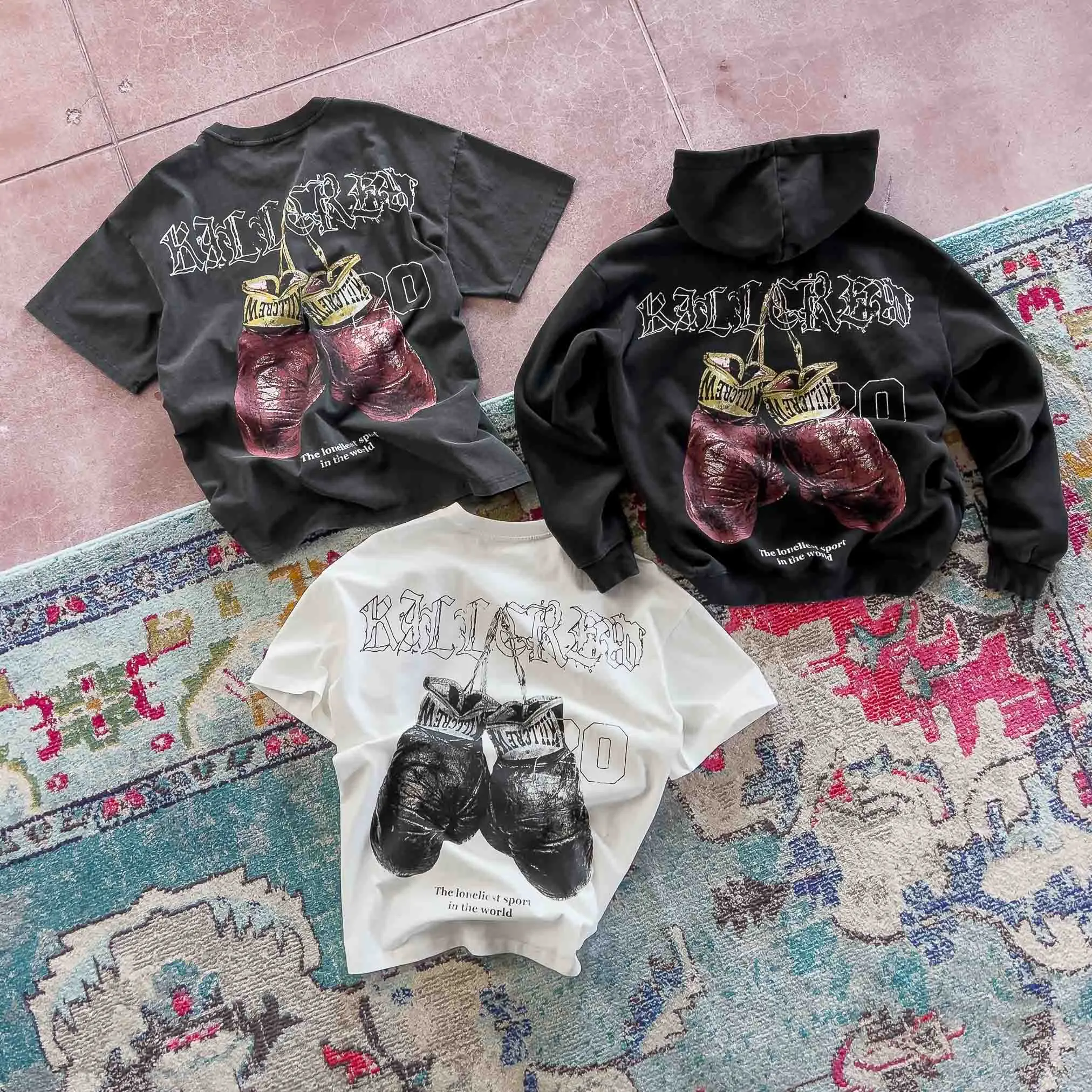 Kill Crew Vintage Boxing Relaxed Fit Lux, Natural Cotton T-Shirts, and Oversized Lux Hoodies